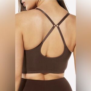 YITTY Brown Sports Bra with Crisscross Straps
